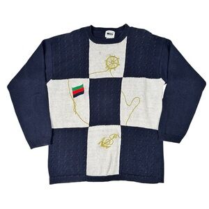 Vintage Leslie Faye Women XL Nautical Knitted Sweater